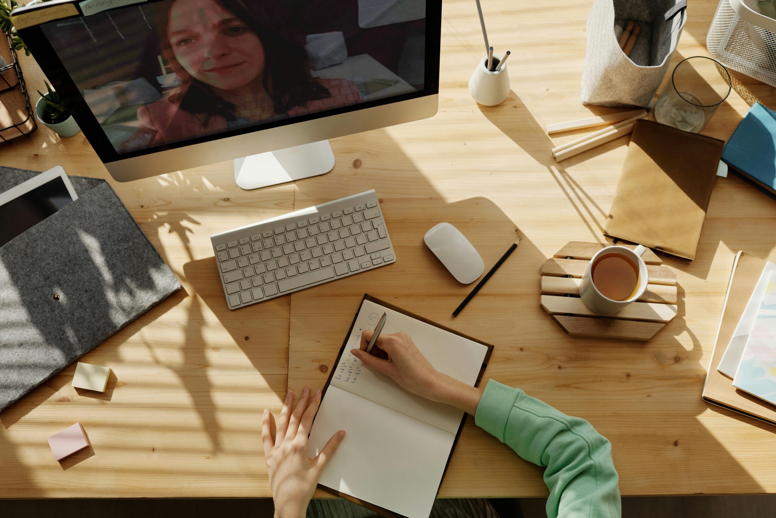 woman engaging in a video meeting